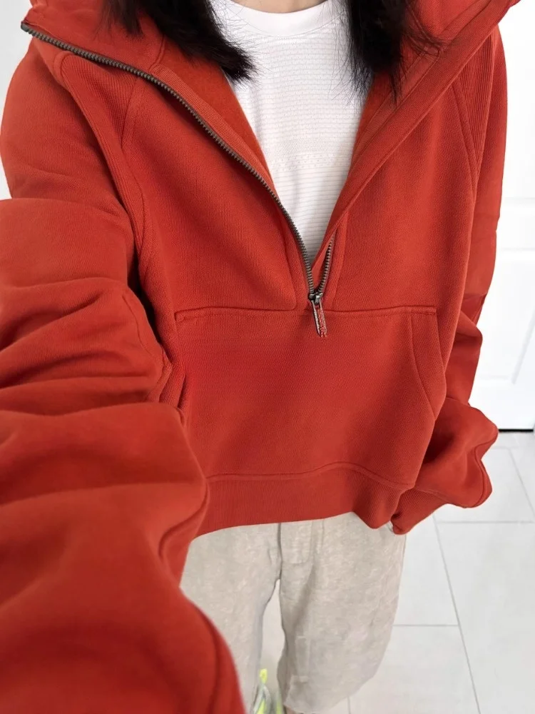 Retro sle casual preguiçoso longo sve hoodie feminino outono inverno solto f zip faionable emagrecimento topo commute sle