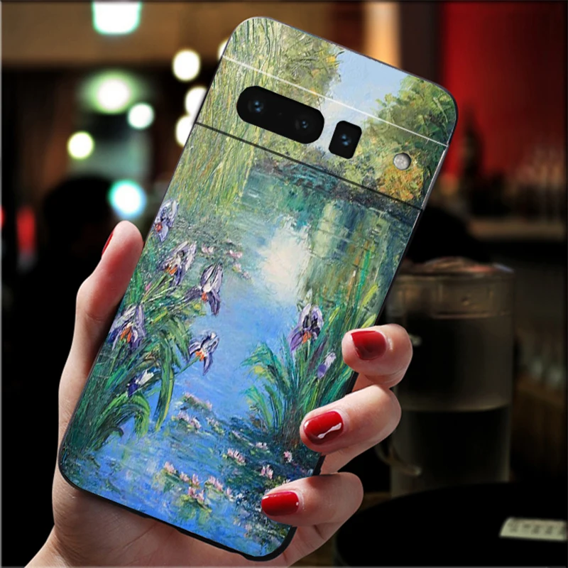 حافظة لهاتف جوجل بيكسل 10 برو XL 9 برو XL 9A 8 7 6 برو بيكسل 8A 7A 6A بكسل 8 7 6 5 كلود مونيه جاردن لوتس بريدج #5