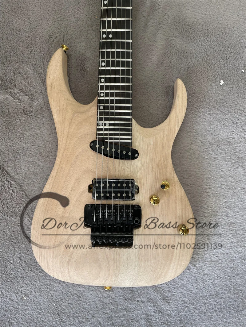 7 strings electric guitar ash wood body unpainted rosewood Frets 27 Frets tremolo bridge SH pickup supports customization