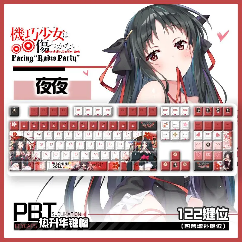 Unbreakable Machine-Doll Yaya‌ 122 Keys Game Cherry PBT Side Transparent Key Cap for Made68 Mad68 Wooting 60 Mechanical Keyboard
