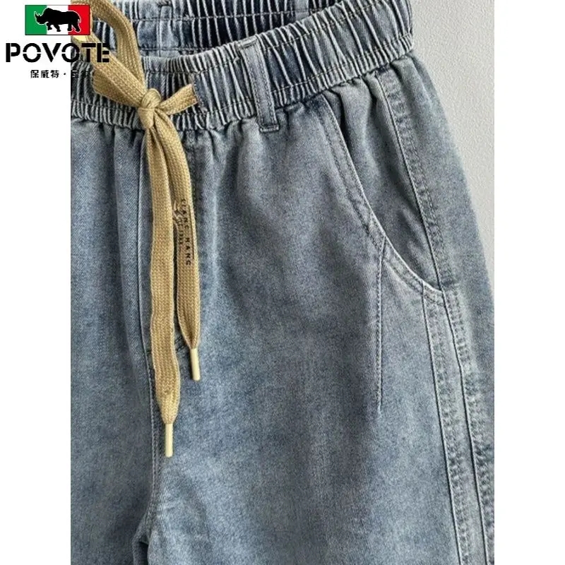 Yeni varış sonbahar ve kış İpli gevşek erkek kalınlaşmış kot rahat Harem pantolon Denim lüks kargo pantolon tasarımcı kot