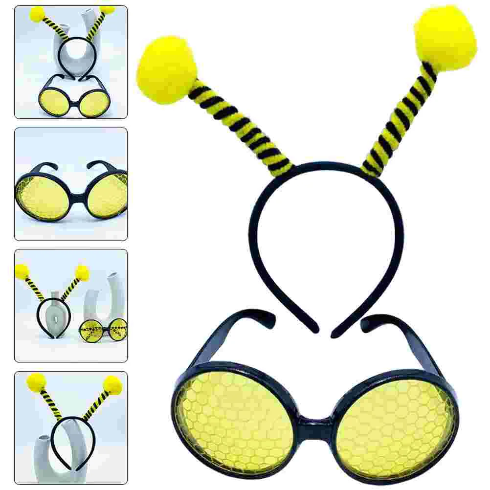 Bee Headband Glasses Halloween Costume Prop Cosplay Carnival Antenna Hairband Plastic Festival Sunglasses Child