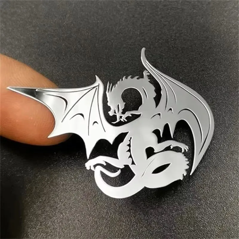 Dragon Badge Silver plated decal window box phone case metal sticker suitable for laptops, cars, power banks and tablets