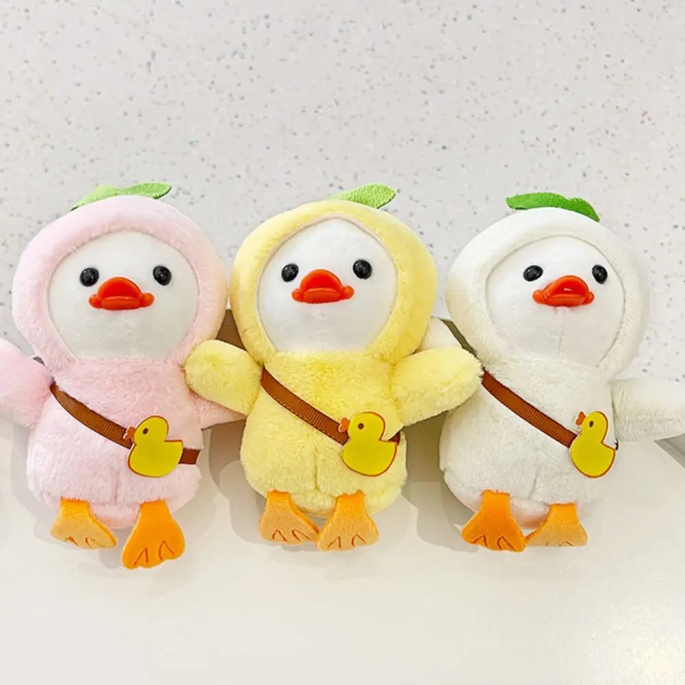 Anime Fluffty Toy Duck Plush Keychain Bag Hanging Stuffed Little Yellow Duck Keyring Simulation Soft Plush Backpack Pendant