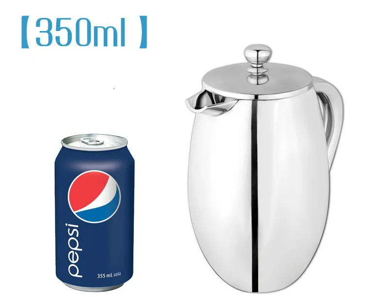 304 Stainless Steel French Press Coffee Pot, Filter Type Kettle, Teapot, Delicate Coffee Maker, 350ml, 800ml, 1000ml, 12oz
