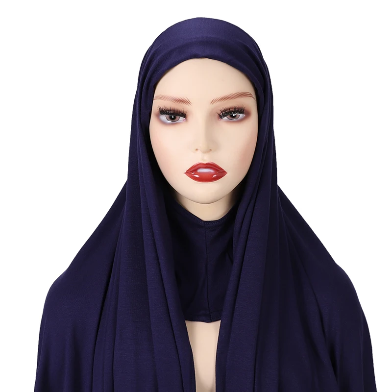 Premium Jersey Hijab With Full Cover Neck Caps Instant Hijab Scarf Jersey Hijabs Scarves Pinless HeadScarves