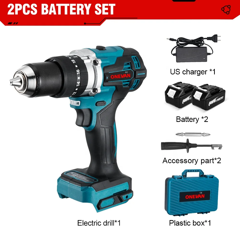 1500W Brushless Electric Impact Drill 20+3 Torque 3In1 Electric Screwdriver Hammer Drill Power Tools For Makita 18V Battery