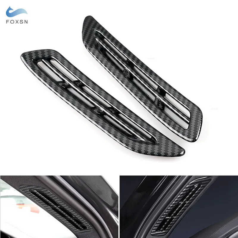 For Audi A6 C8 / A7 2019 2020 2021 A Pillar Air Conditioning AC Outlet Vent Frame Cover Car Accessories Carbon Texture Trim