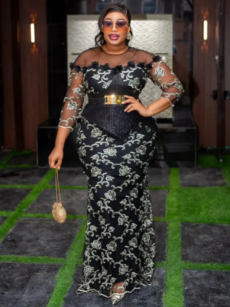 여성용 파티 이브닝 드레스, 다시키 스팽글 맥시 로브, 터키 아프리카 의류, 생일 파티, 프롬, 웨딩 가운, 여성용 롱 드레스