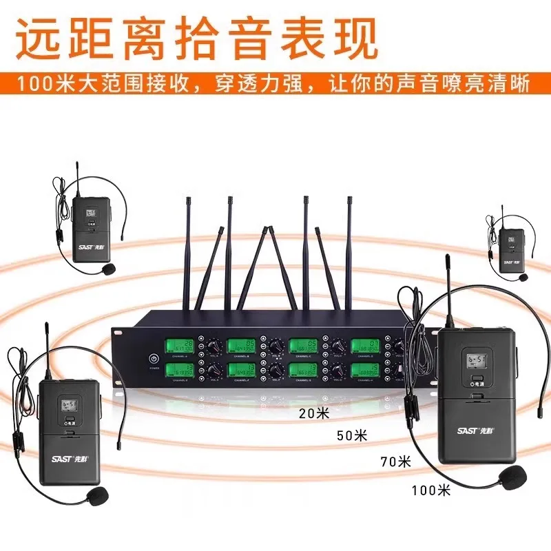 Xianke OK-69 ميكروفون لاسلكي من واحد إلى ثمانية مرحلة احترافية للمؤتمرات معقوفة أغطية الرأس ميكروفون Lavalier #2