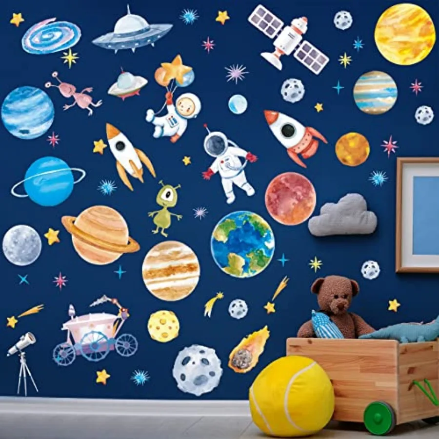 Space Astronaut Wall Stickers Solar System Decals