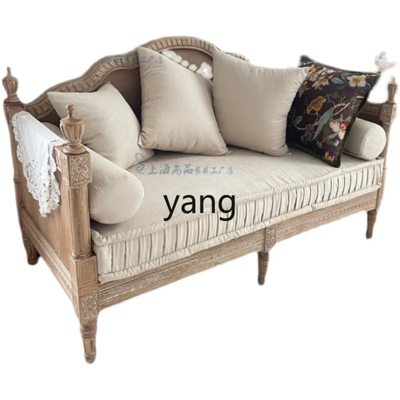 

LTT American country oak sofa French solid wood retro old furniture simple sofa