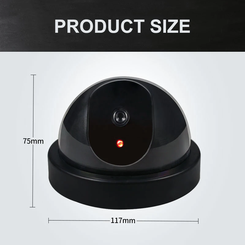 ONMYST Dummy Camera with Red Flashing Black Plastic Dome CCTV Fake Camera Surveillance Security System For Home Office Store