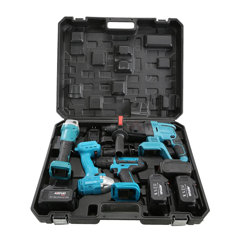 New Lithium Electric Impact Drill Angle Grinder Electric Drill Wrench Four Piece Set Brushless Lithium Power Tool Set
