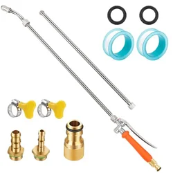 44 Inch Spray Rod Adjustable Stainless-Steel Spraying Rod Wear-Resistant Wash Hose Rod Curved Wash Sprayer Rod Garden Tools