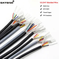 1~20m UL2547 Shielded Wire 30 28 26 24 22 20 18 16AWG Signal Cable 2 3 4 5 6 7 8Core PVC Copper Control Headphone Audio Wires