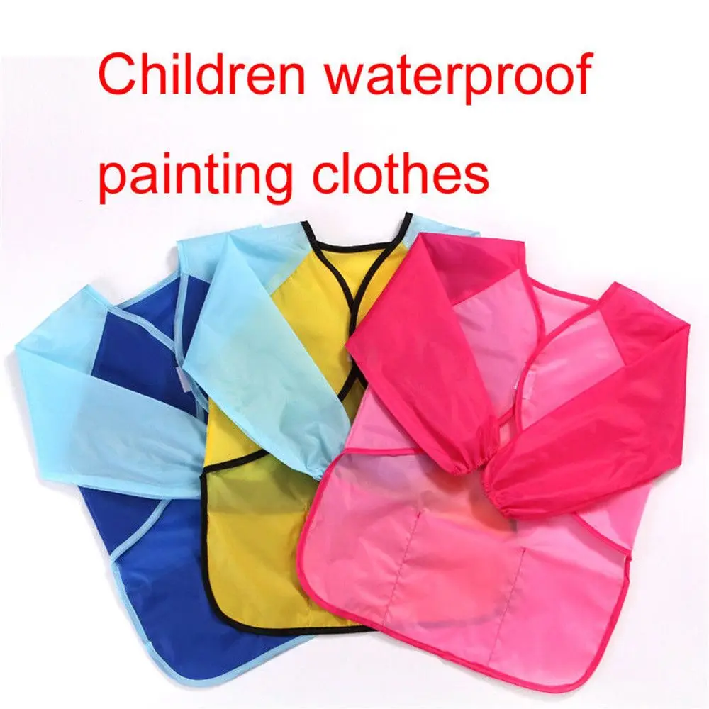 Cute Children Waterproof Apron Durable Nylon Kitchen Long Sleeve Apron Kids Painting Apron Kitchen Cooking Bib Baking Tools