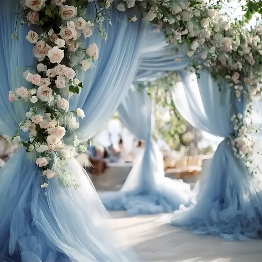 1PC Solid Color Tulle Table Runner, Vintage Birthday Party Festival Wedding Arch Decorated Tulle Dining Table Banquet