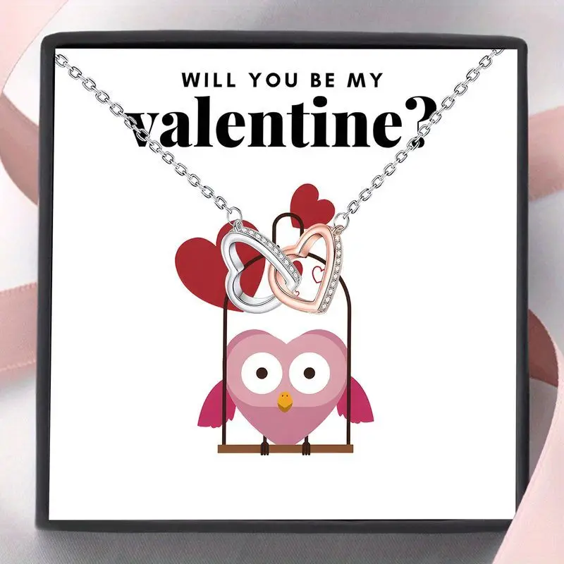 

Fashionable Copper Heart Necklace Set with Will You Be My Lover Card and Gift Box Best Valentine Gift for Girlfriend