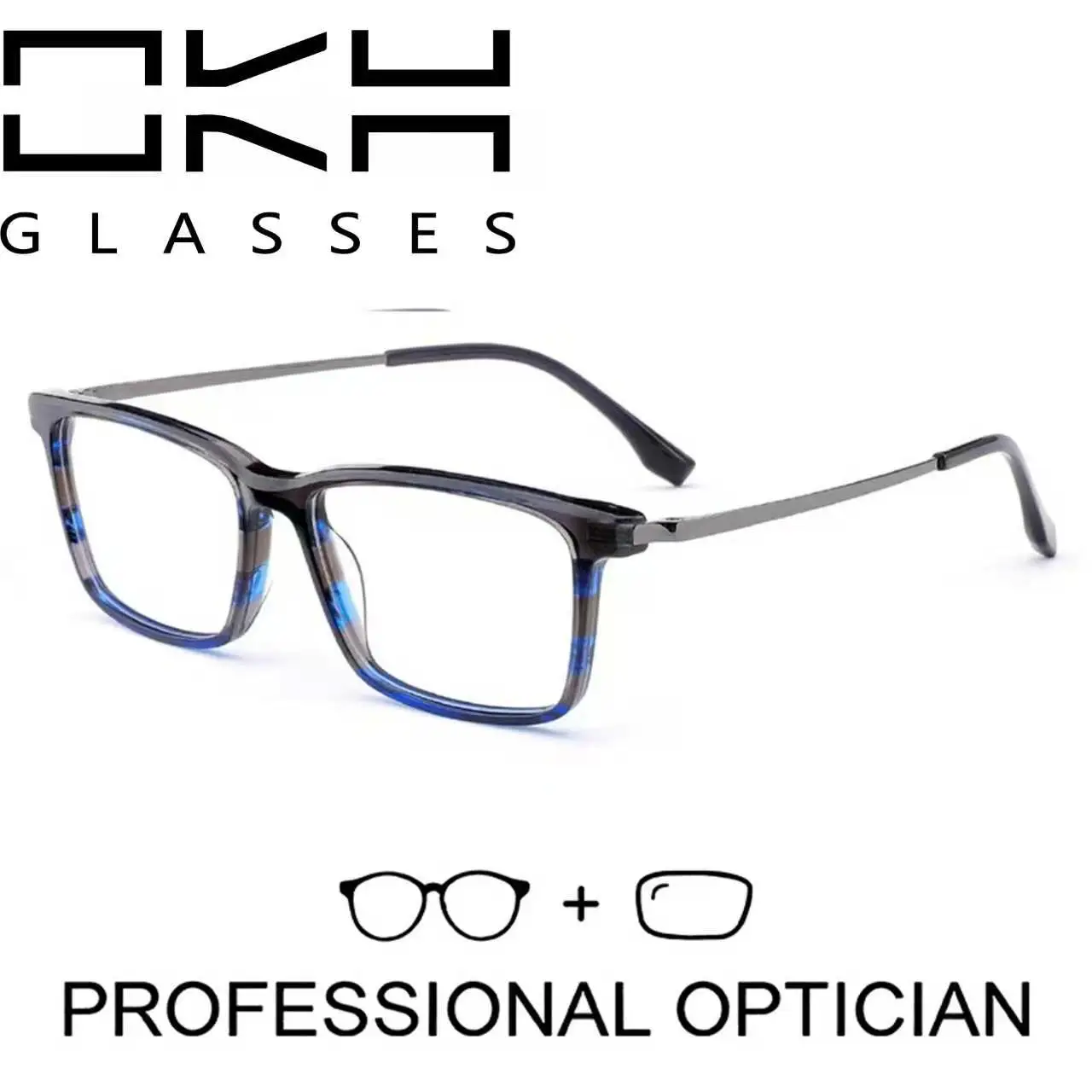 Lunettes progressives personnalisées OKH pour femmes et hommes, verres optiques anti-lumière bleue, lunettes de lecture pour myopie, lunettes sur ordonnance personnalisées
