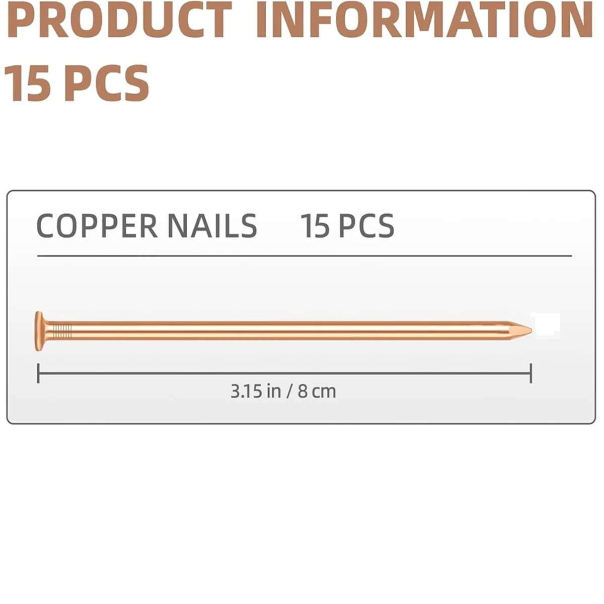 

KIKI 15Pcs Copper Nails for Killing Trees Stump Root, 3.14 Inch Long Pure Copper Nails with Drill, Stump Removal Spikes