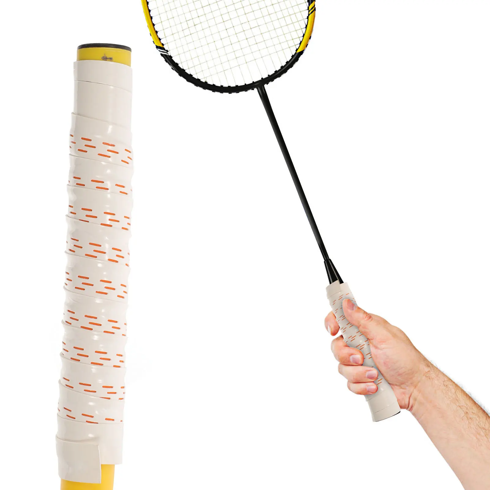 

2Pcs Non Slip Elastic PU Racket Grip Tape Sweat Absorbing Breathable Handle Tape Overgrip for Tennis Badminton