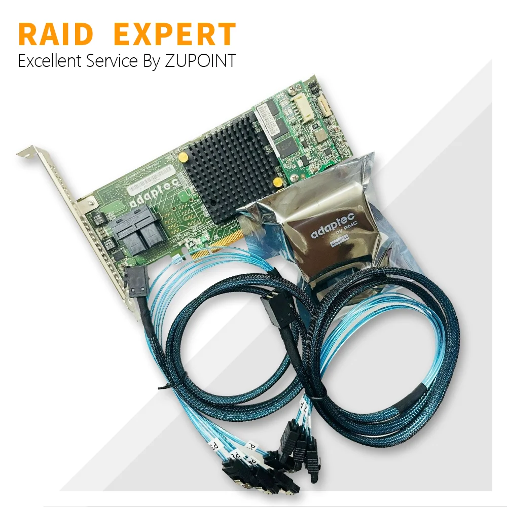 Scheda Controller RAID ZUPOINT Adaptec ASR-7805 scheda Controller PCIe da 6Gbps espansore RAID da 1GB + cavo SATA BBU + SFF-8643