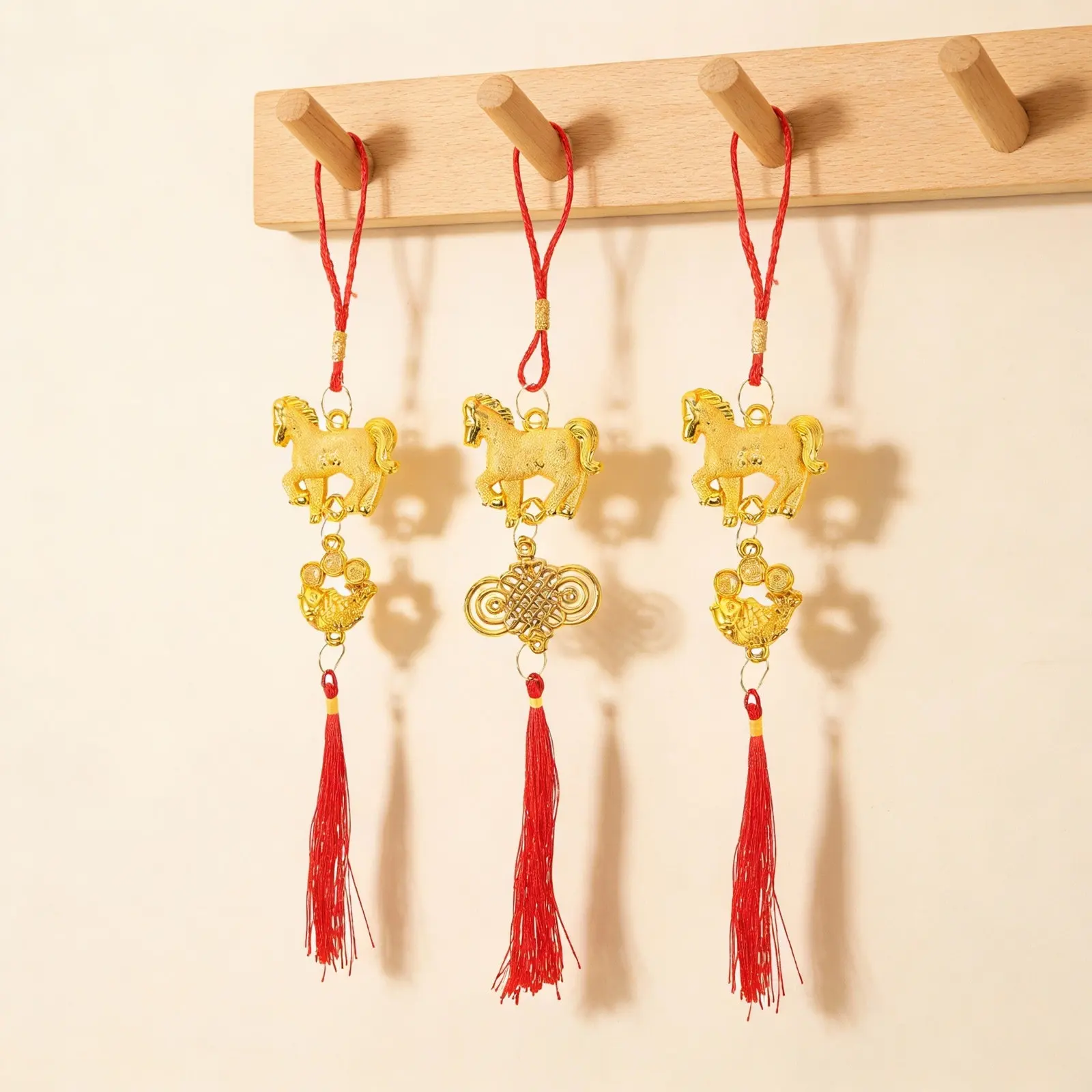 

10 шт. китайских новогодних украшений в виде лошади, красные подвески с кисточками, талисман удачи для дома, офиса, автомобиля, Весеннего фестиваля