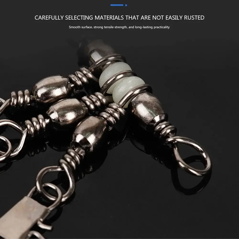 10 قطعة 3-Way الفولاذ المقاوم للصدأ الصيد المفاجئة موصل مع دبوس الصلبة حلقة وصلة دوّارة لصيد الأسماك تحمل برميل دائم الثقيلة الكرة #3