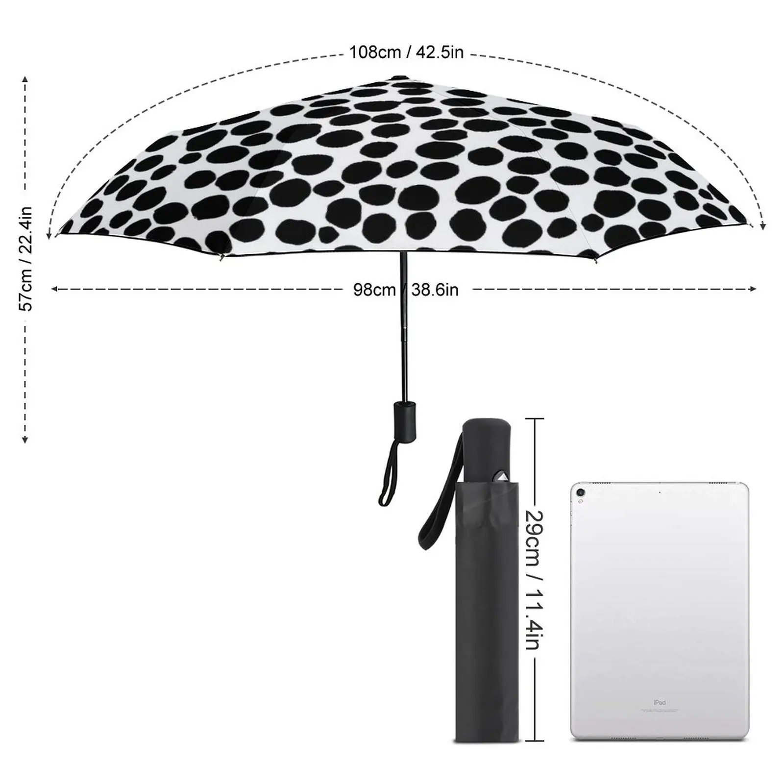 Dalmatian Print Umbrella Animal Dots Cute Windshield Umbrella Auto Art Folding Fishing Umbrella