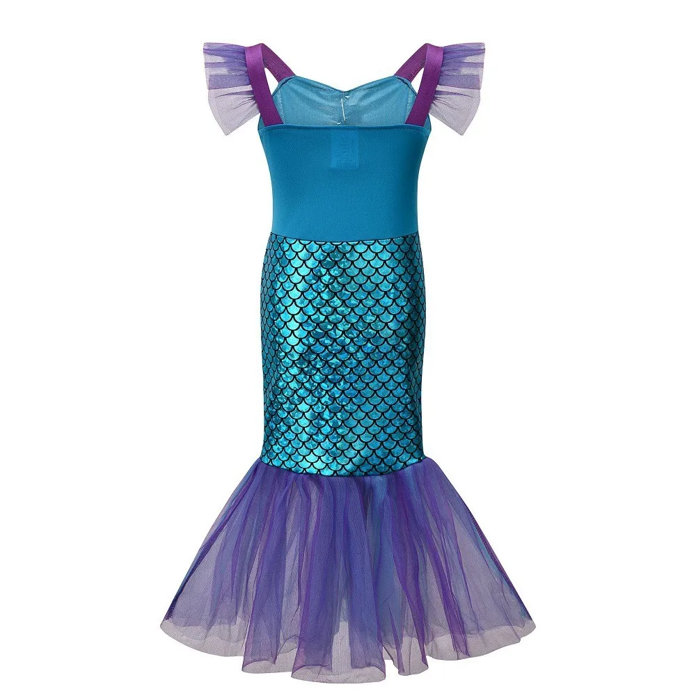 Children Little Mermaid Costume Kids Summer Pageant Elegant Dress Girls Ariel Christmas Tulle Clothes Princess Dinner Disguise