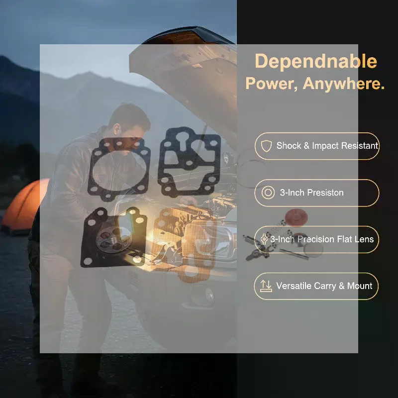 Portable Rechargeable LED Work Light Lithium Battery Dual USB Charging High Low Beams for Emergency Roadside Assistance