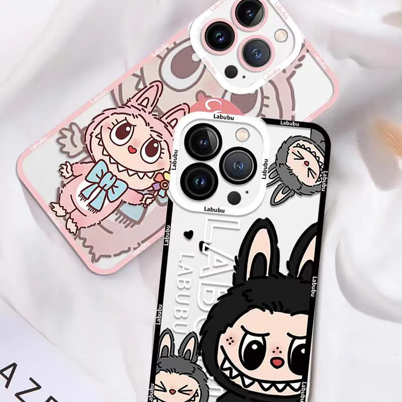 Lovely Cartoon Labubu Case For Samsung Galaxy S24 S23 S22 Ultra S21 S20 FE Note 20 10 Plus A15 A25 A35 A55 Soft Silicone Cover