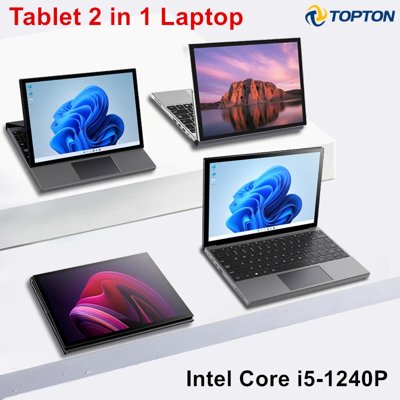 Topton Tablet 2 em 1 Laptop Intel i5 1240P 10,95 Polegadas Tela Sensível Ao Toque Reconhecimento Facial Office Business Notebook Windows 11 WiFi6