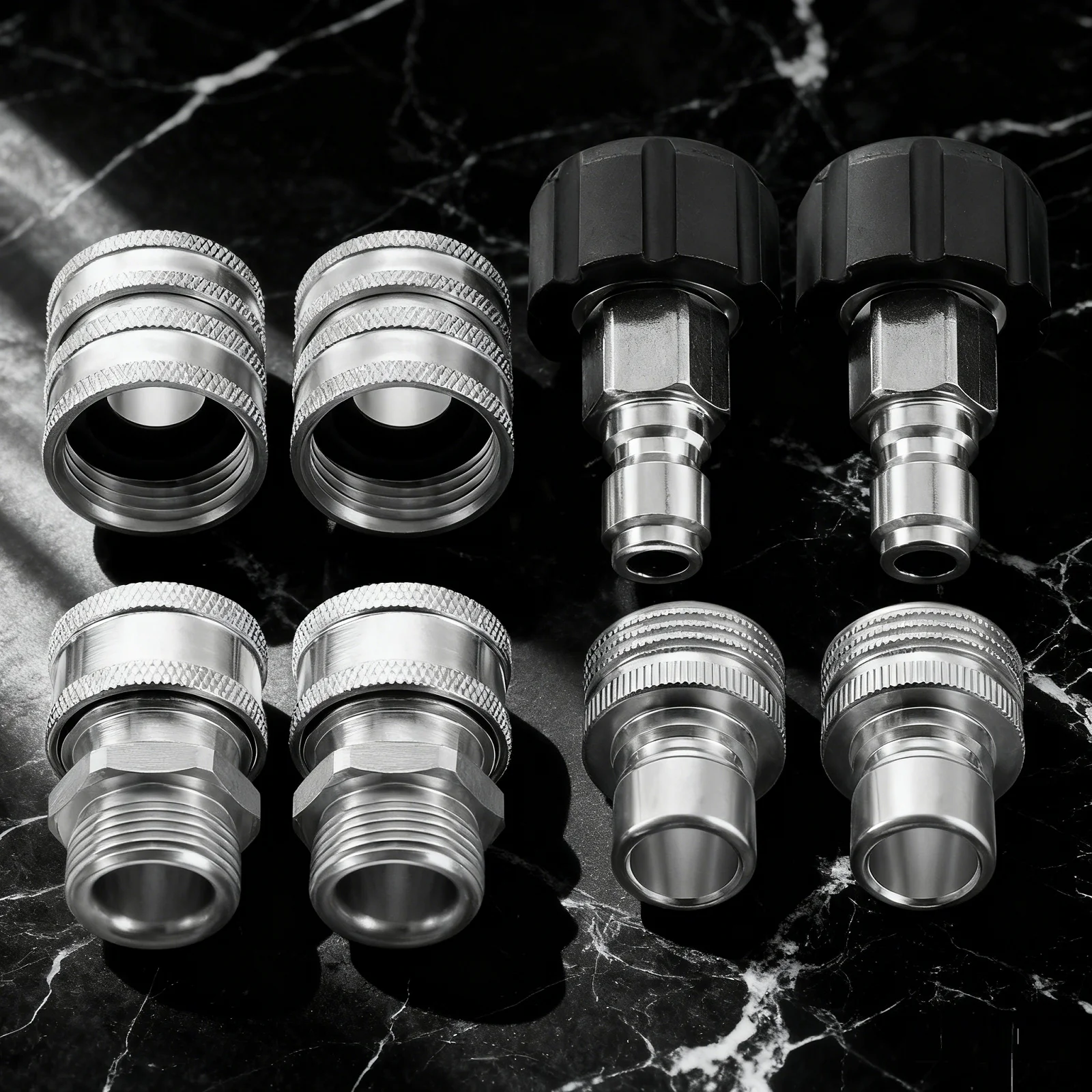 

8pcs Garden Pressure Washer Adapter Set Stainless Steel Quick Disconnect M22 Swivel To 3/8"" Connect 3/4"" To Quick Release Kits