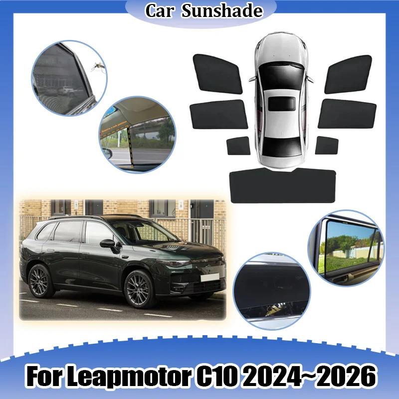 

For Leapmotor C10 2024 2025 2026 Sun Shade Windshield Window Visor Breathable Mesh Anti-mosquito Privacy Curtain Car Accessories