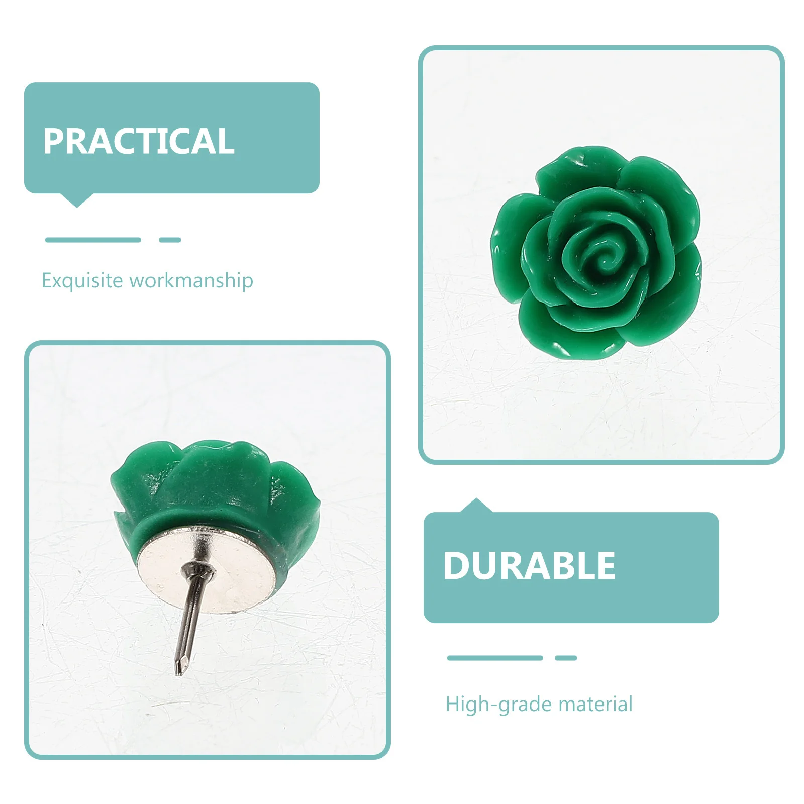 

30Pcs Rose Flower Shape Pushpins Multi-Function Thumbtacks Resin Iron Map Supply Home Office Use Pushpins