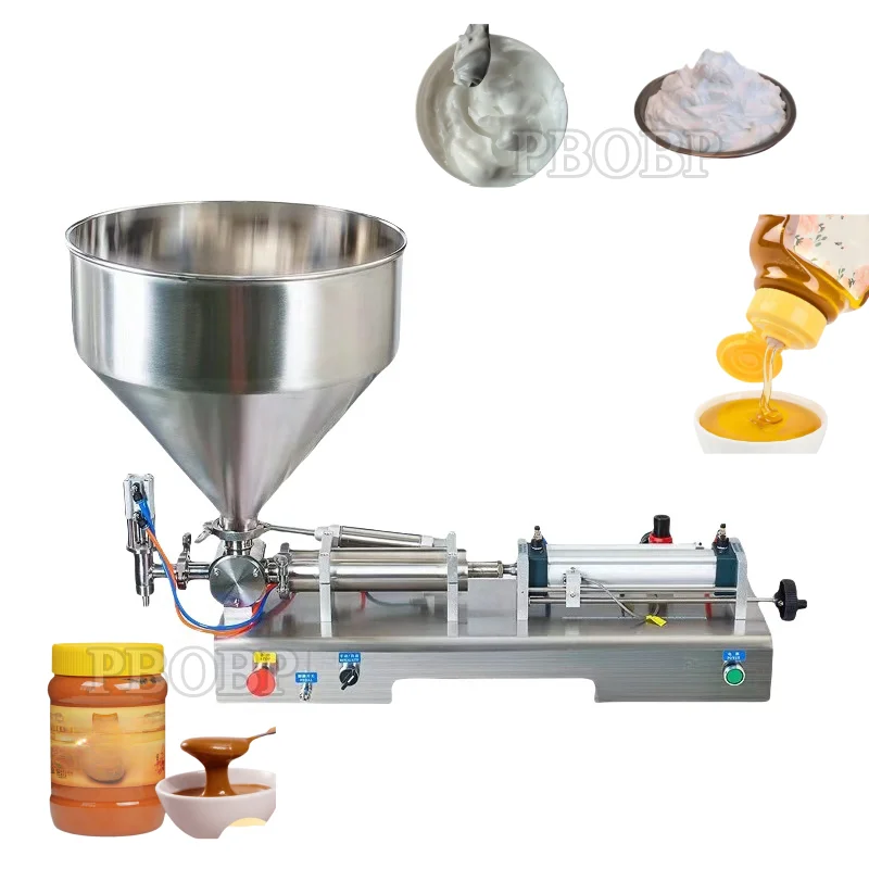 Máquina de llenado manual PBOBP para líquidos y pastas, ideal para miel, pasta de dientes, zumo, gel, champú y jabón de manos.
