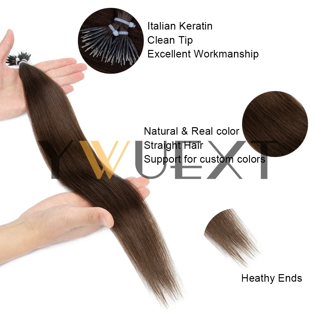 SPIKFN Invisible Nano Ring Human Hair Etensions 12-20 inches Natural Straight Nano Beads Hair Lightweight 30-50g Salon Hair