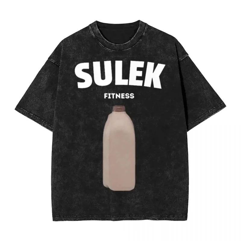 Sam Sulek chocolate milk T shirt hip hop washed short sleeve Harajuku T-shirt for Men Women tops streetwear summer tee shirt