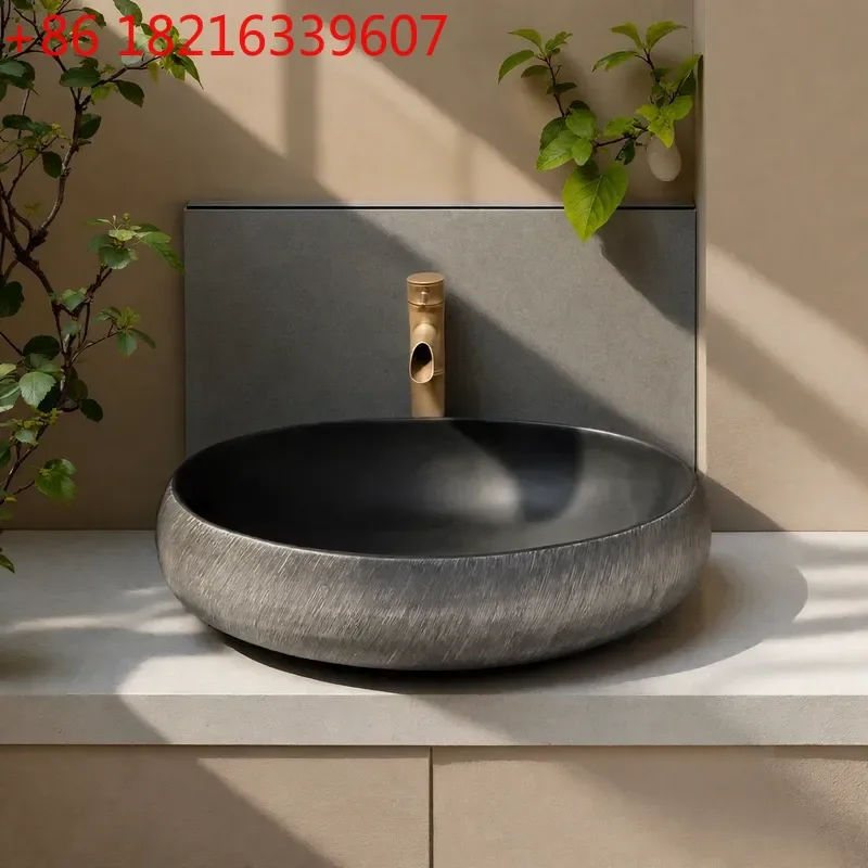 YAO Chinese Ceramic Wash Basin Jingdezhen High Temperature Handmade Texture Countertop Sink Traditional Style Table Basin for