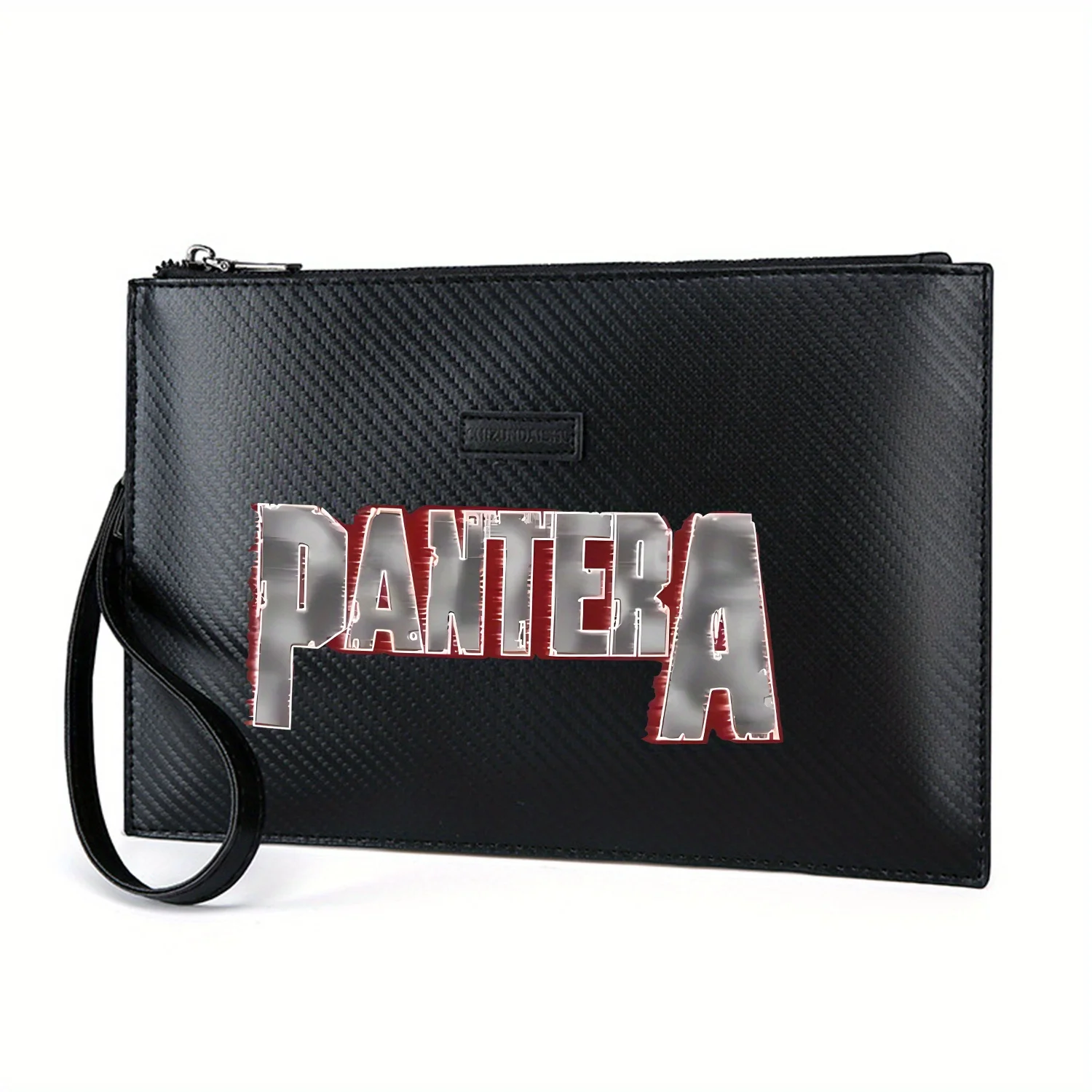 حقيبة يد رجالية من البولي يوريثان بتصميم شعار فرقة الروك المعدنية من PANTERA، عصرية وعملية للحمل اليومي
