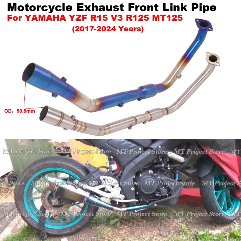 

Motorcycle Exhaust Escape Front Mid Link Pipe Connecting 51mm Exhaust For YAMAHA MT15 YZF R15 V3 MT125 MT 125 2017 - 2024 Years