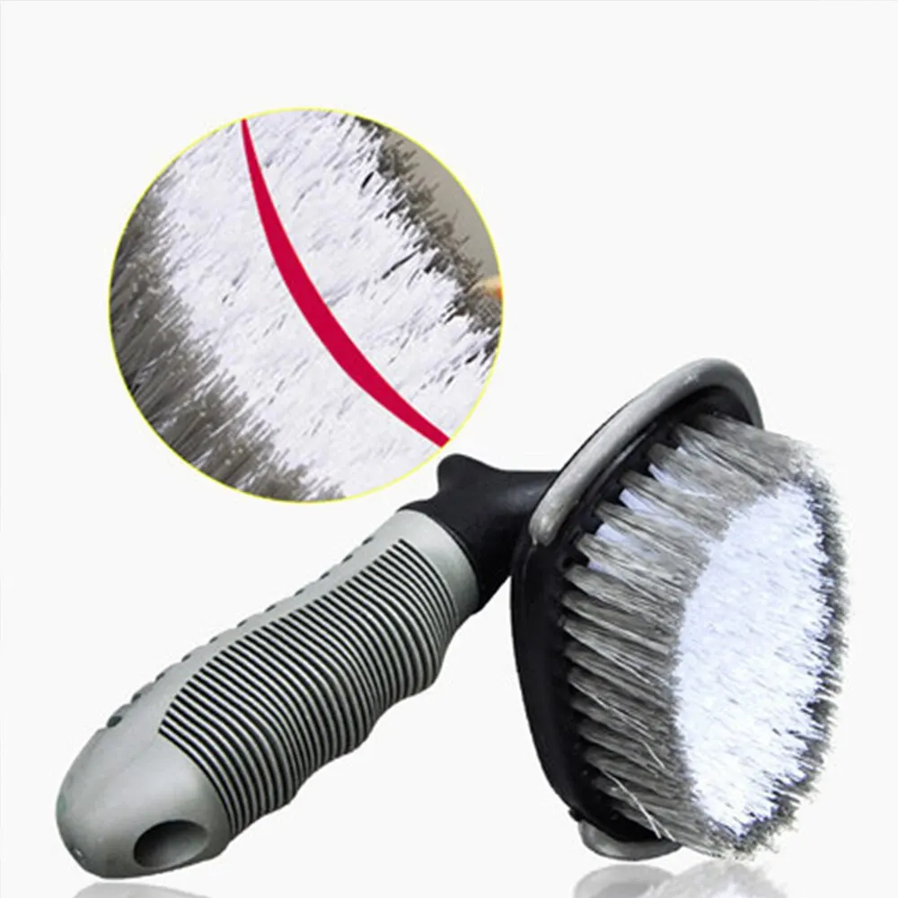 Portable Car Wheel Brush Special Tire Brush Steel Ring Decontamination Cleaning Curved Handle Car Wash T-shaped Carpet Brush