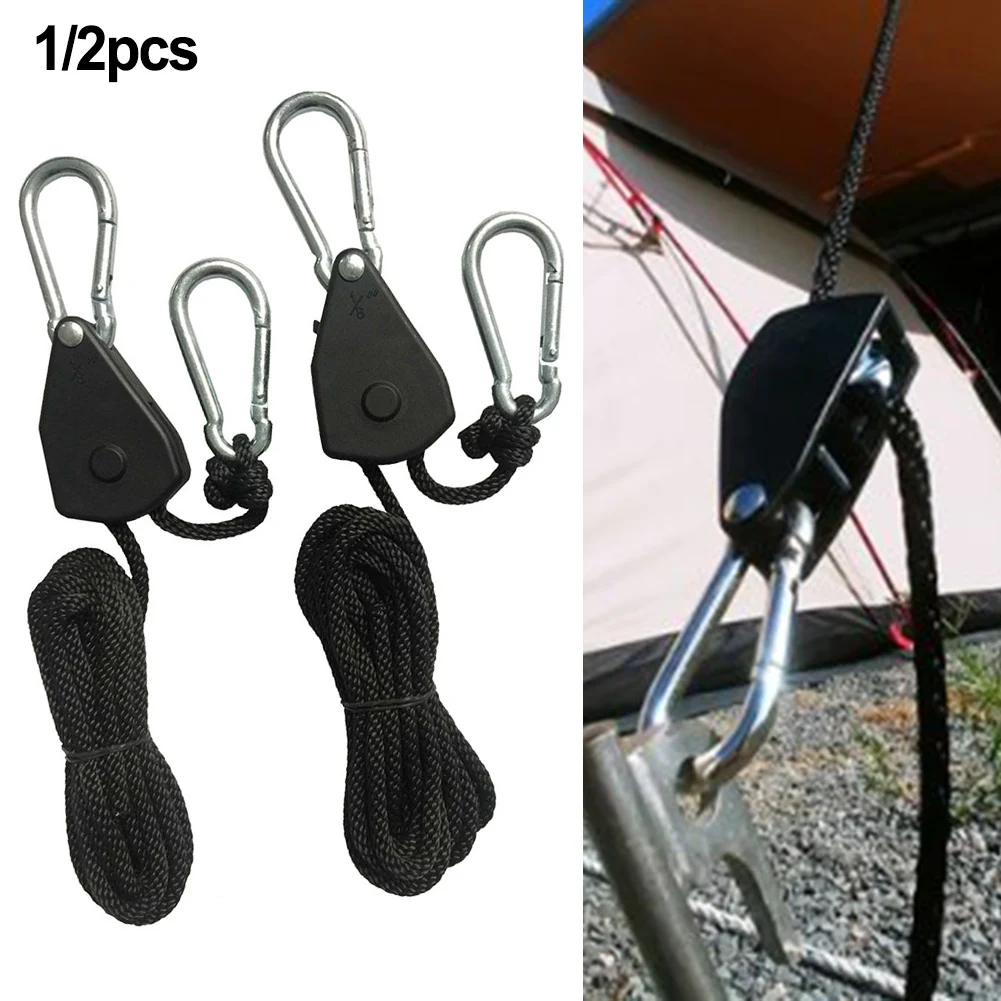 1/2 Pcs Adjustable 8inch Pulley Hook Camping Tent Tie Down Rope Tightener Ratchet Hangers Awning Rope Hook Canopy Buckle Parts