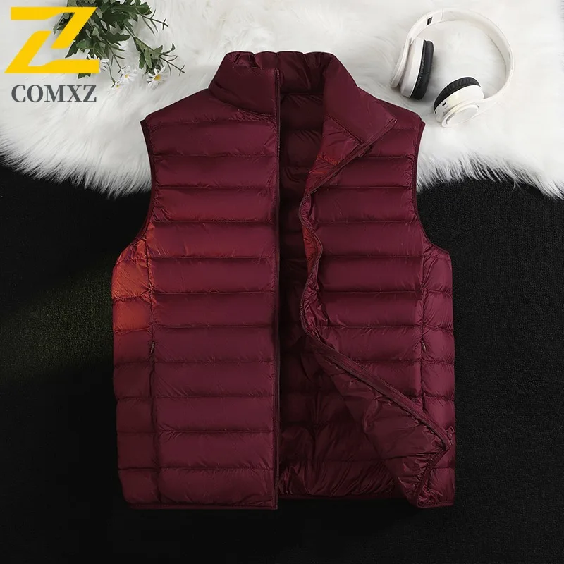 

​Men's Winter Down Vest Korean Style Thickened Warm Padded Jacket Coat Casual Quilted Sleeveless Outerwear with Stand Collar​