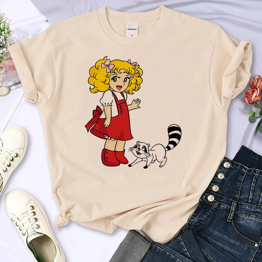 Cukierki cukierki t shirt damskie śmieszne manga top damskie ubrania manga