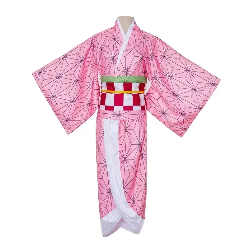 Kamado Nezuko Anime Cosplay Costume, Kimono, Kimetsu No Yaiba, Perruque, Uniform, Hallween, Femmes, Enfants