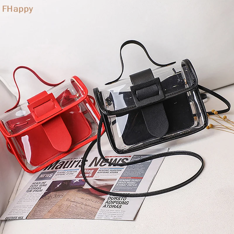 Fashion PVC Shoulder Bag Women's Transparent Square Sling Bag Cool Messenger Bag Waterproof Mobile Phone Bag