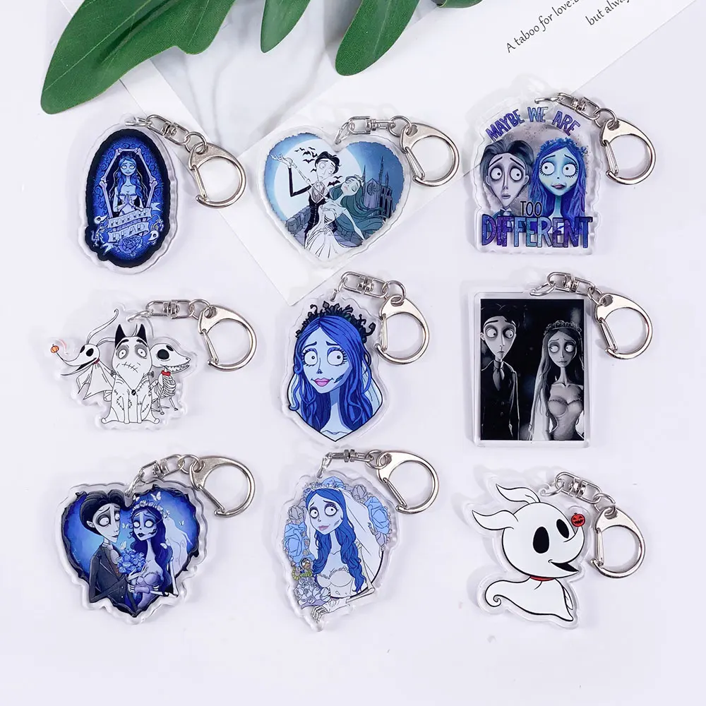 1/13Pcs Cartoon Tim Burton's Corpse Bride Cute Acrylic Keychain Accessories Bag Charm Backpack Pendant Keyring Gifts For Friends